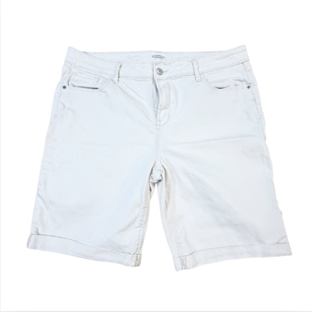 Old Navy White High-Rise Bermuda Shorts | Size 14